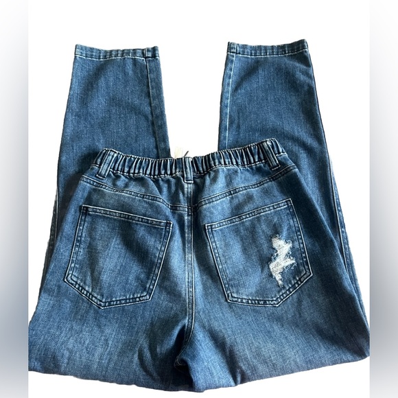 AERIE EASY DENIM Drawstring + Elastic Waist Distressed Jeans Women’s XS 28x28 - Picture 7 of 8